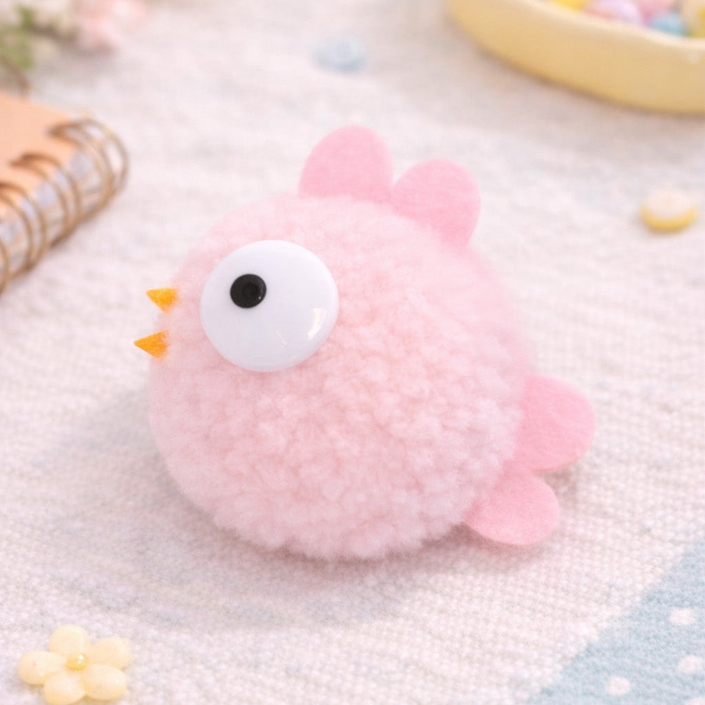 Fluffy Pink Fish Brooch