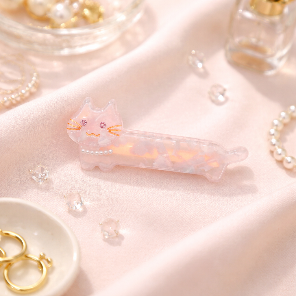 Cotton Candy Pink Cat Hair Clip