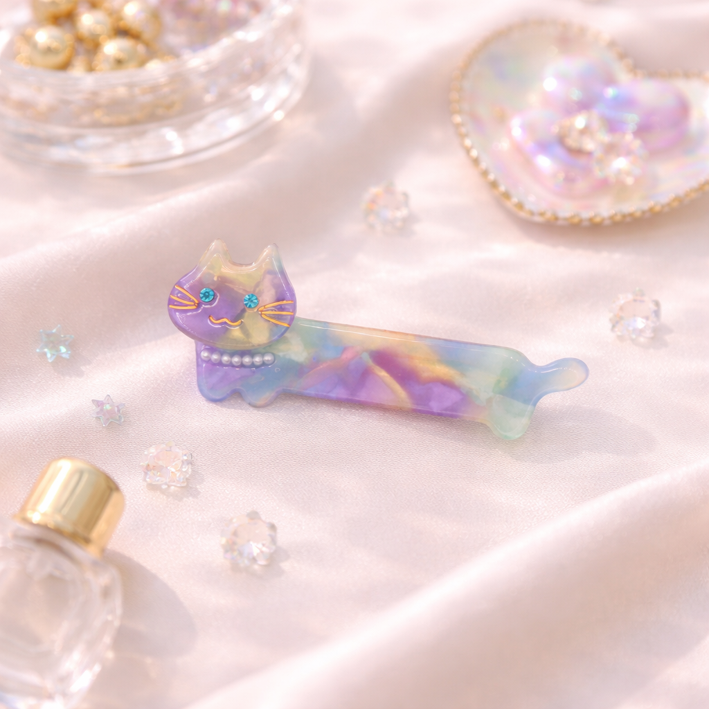 Rainbow Marble Cat Hair Clip