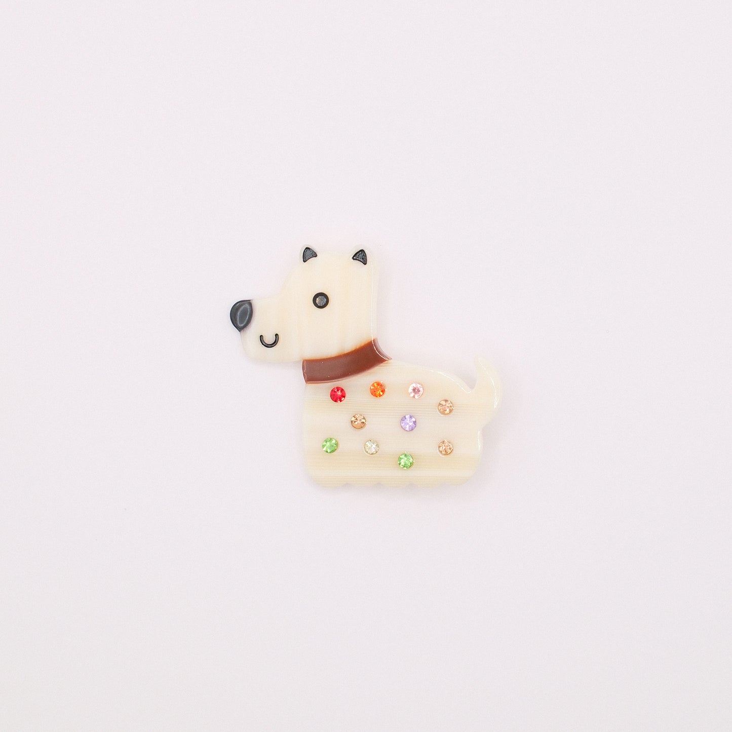 Cream Pup Jewel Hair Clip