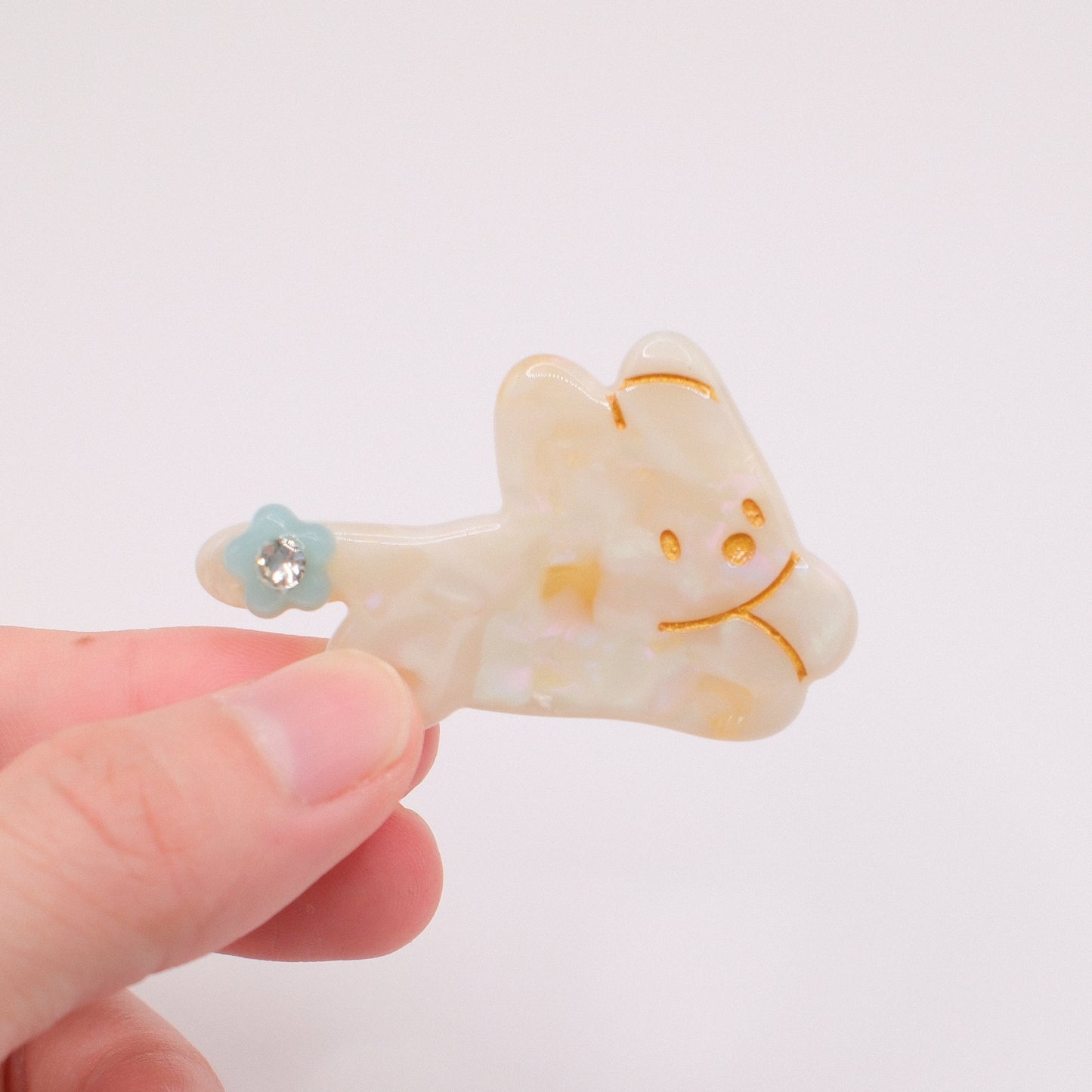 Cream Rabbit Hair Clip