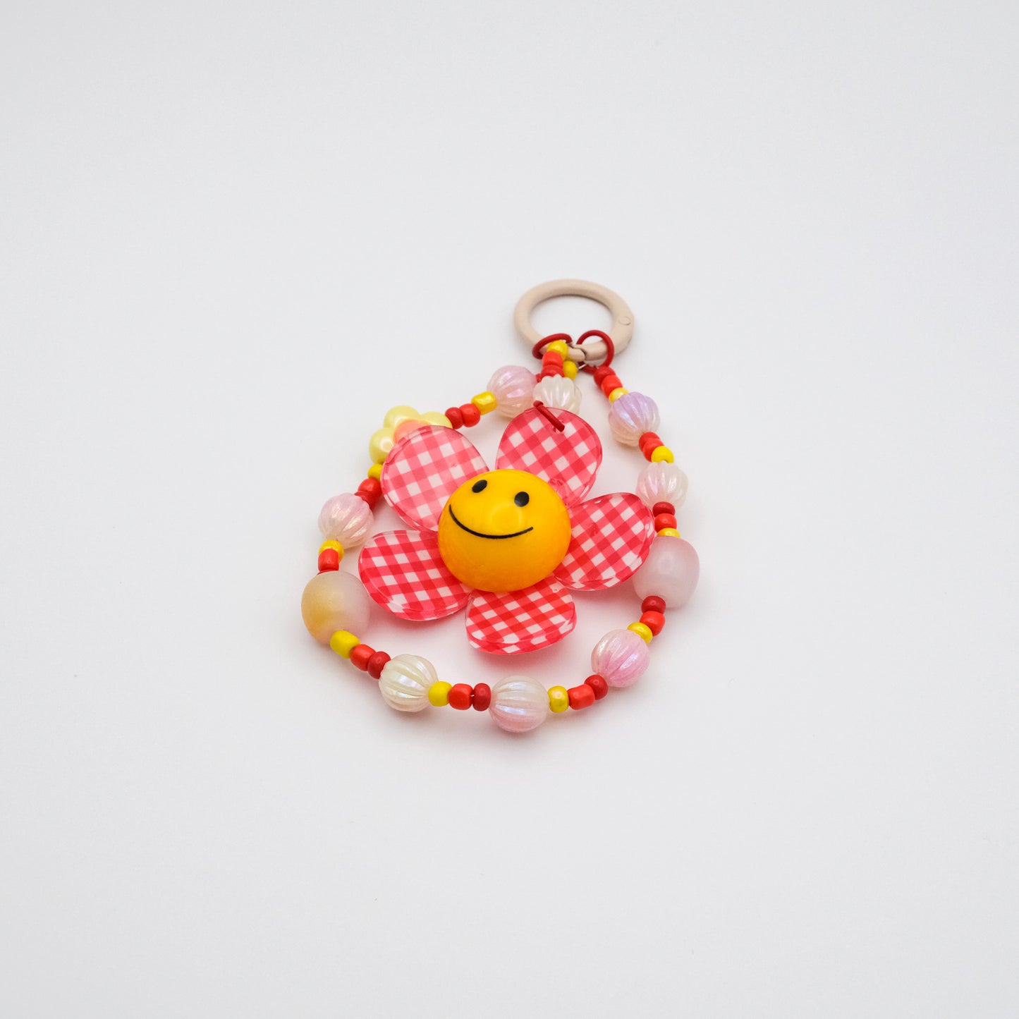 Red Happy Checkerbloom Charm