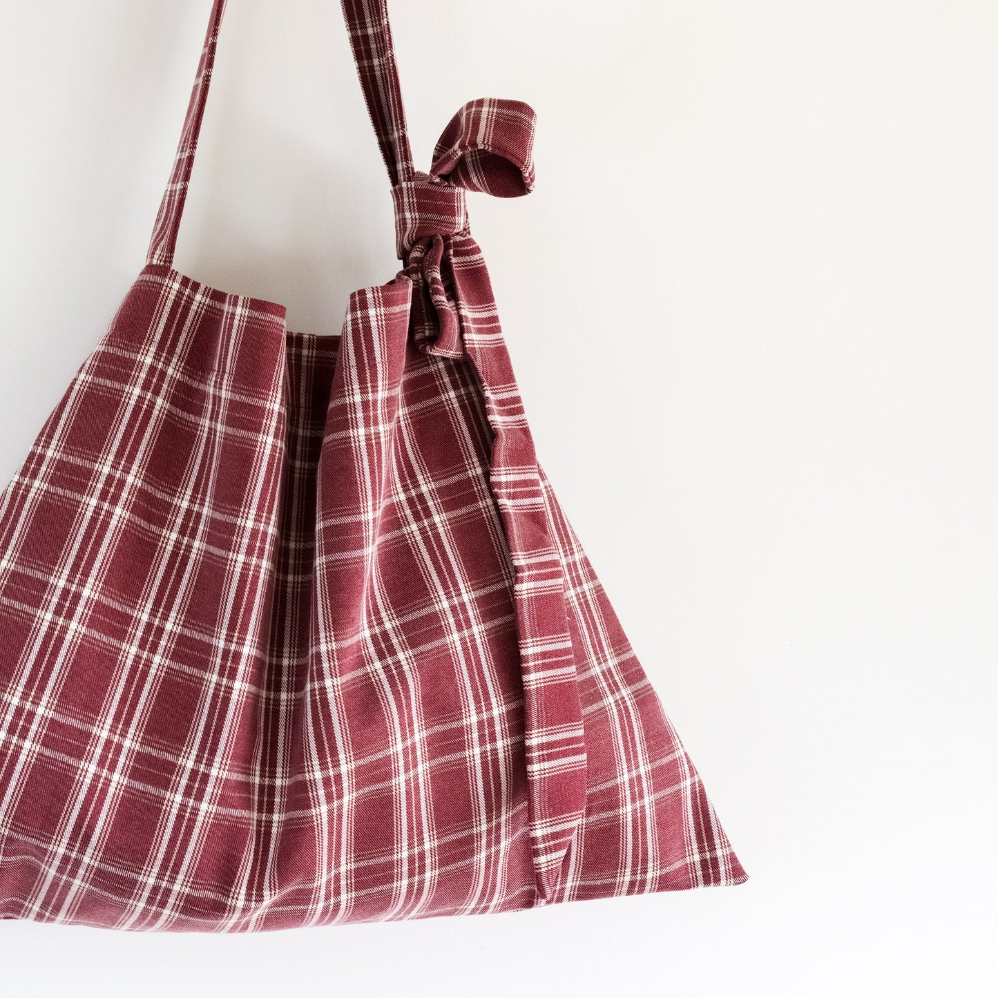 Red Plaid Dumpling Tote Bag