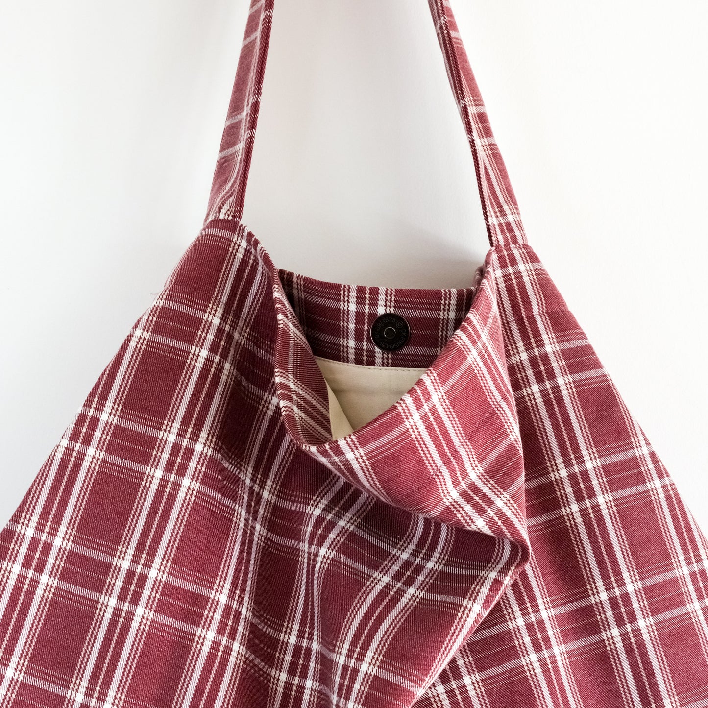 Red Plaid Dumpling Tote Bag