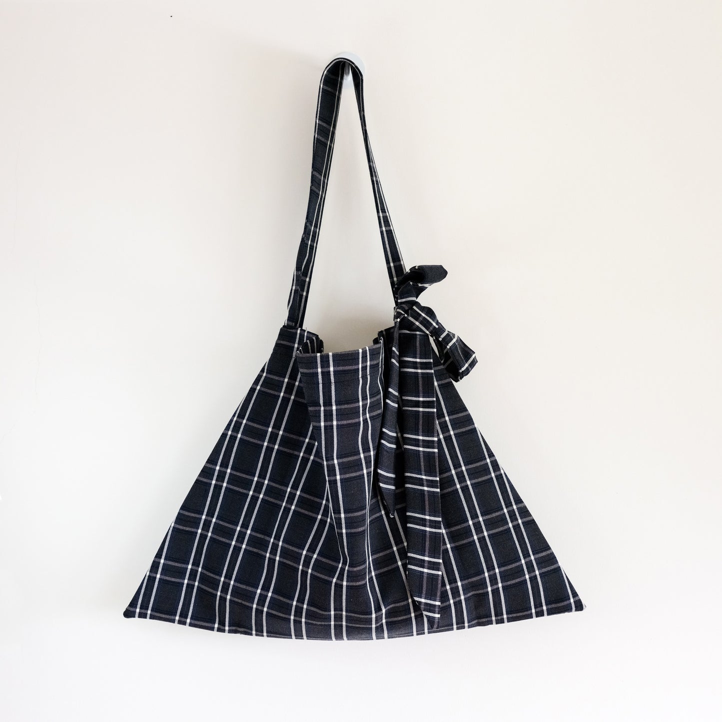 Charcoal Plaid Dumpling Tote Bag