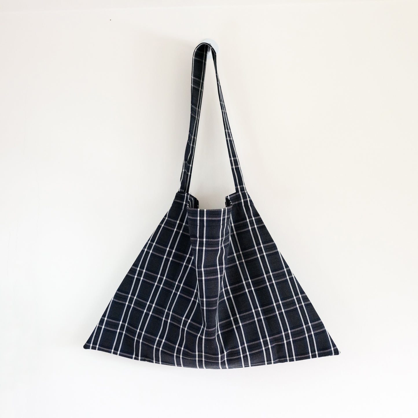 Charcoal Plaid Dumpling Tote Bag
