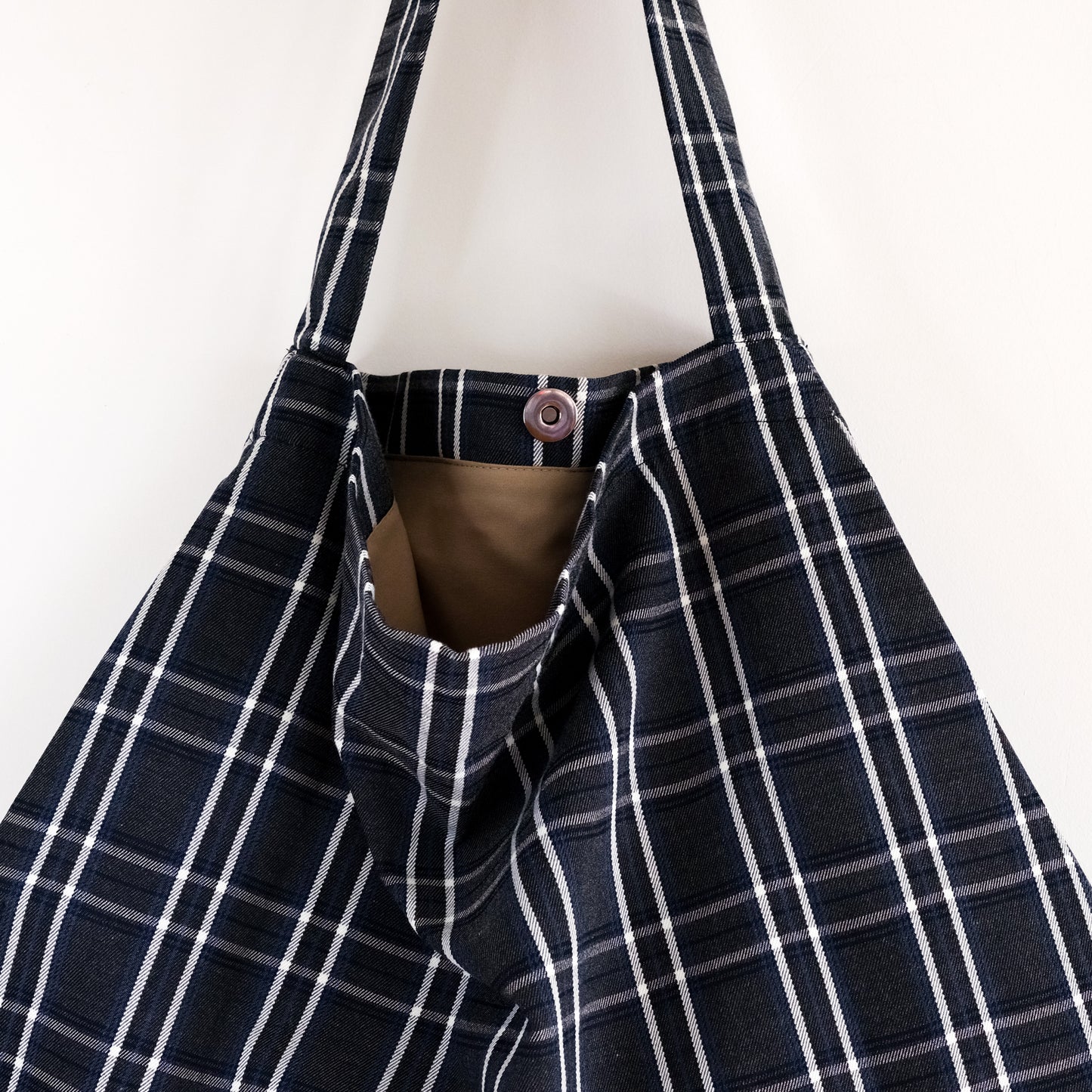 Charcoal Plaid Dumpling Tote Bag