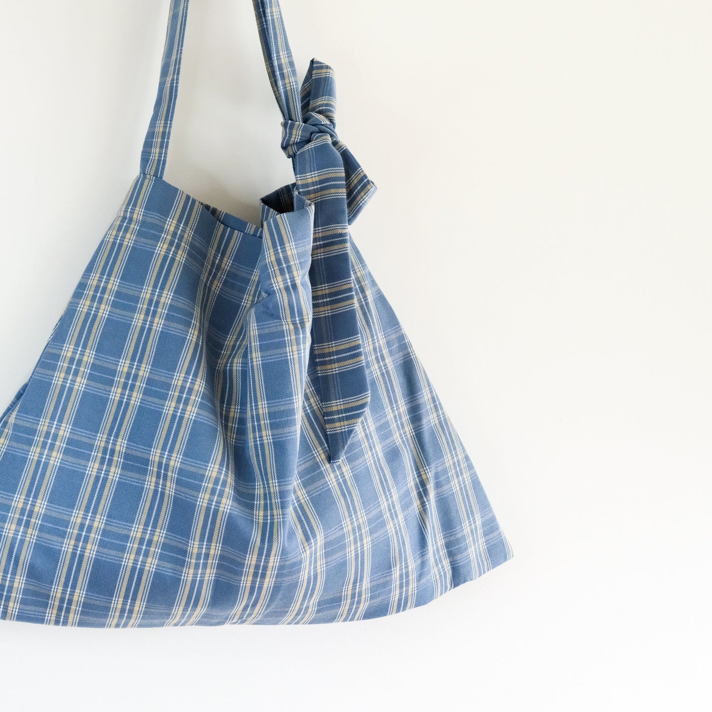 Blue Plaid Dumpling Tote Bag