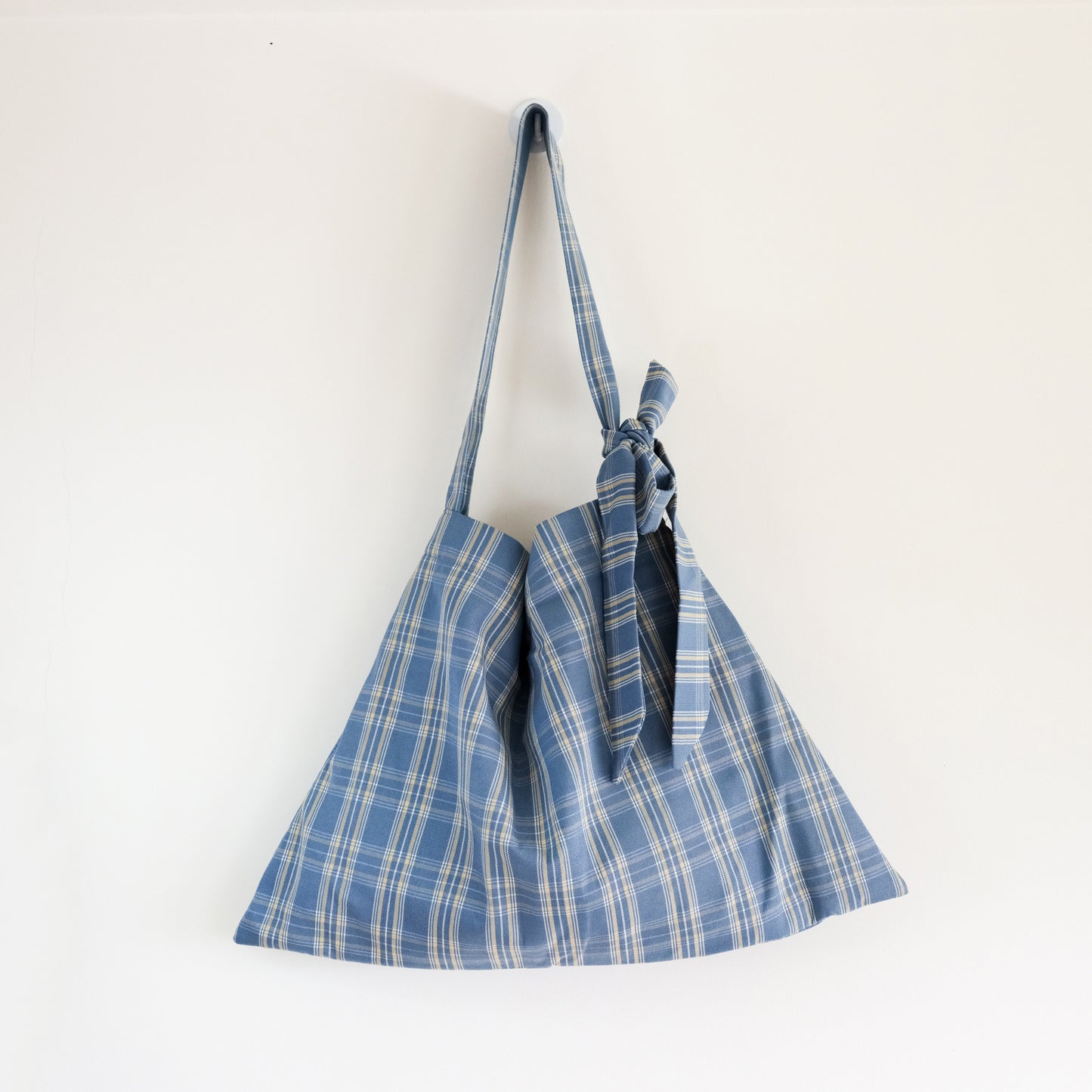 Blue Plaid Dumpling Tote Bag