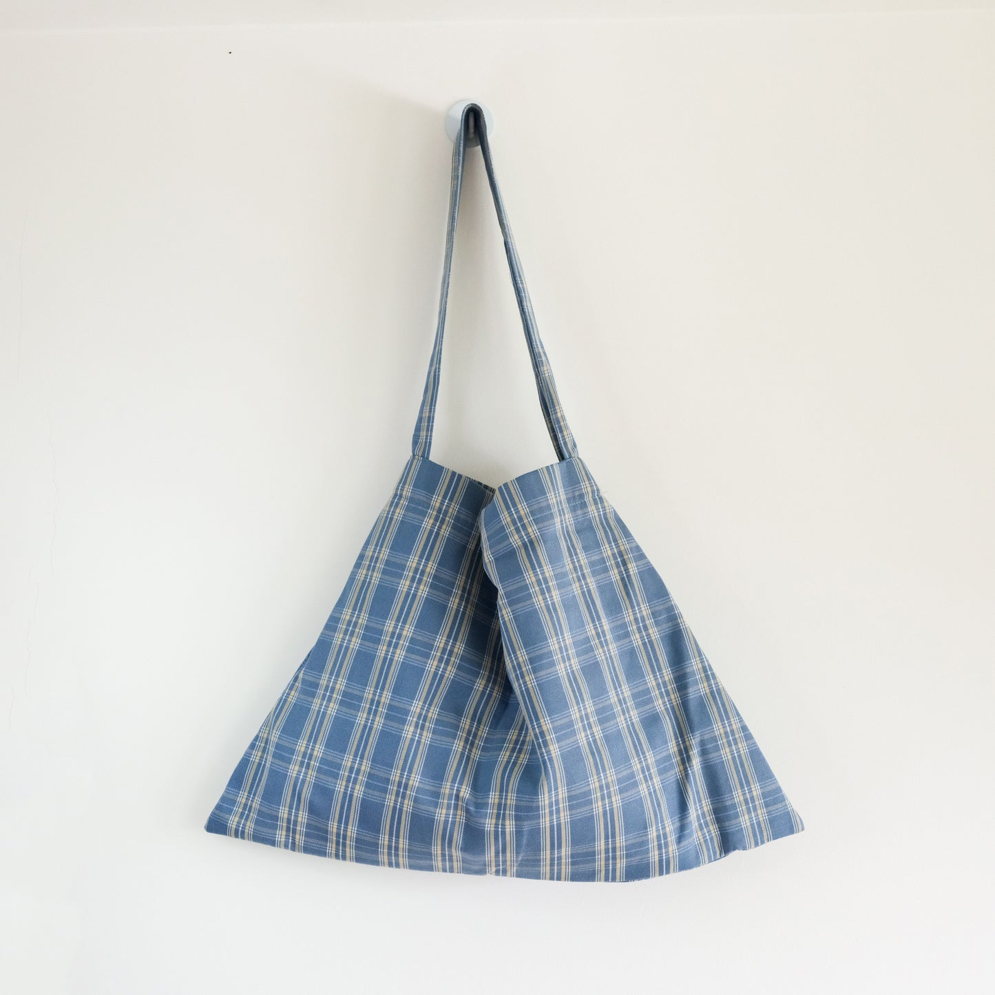 Blue Plaid Dumpling Tote Bag
