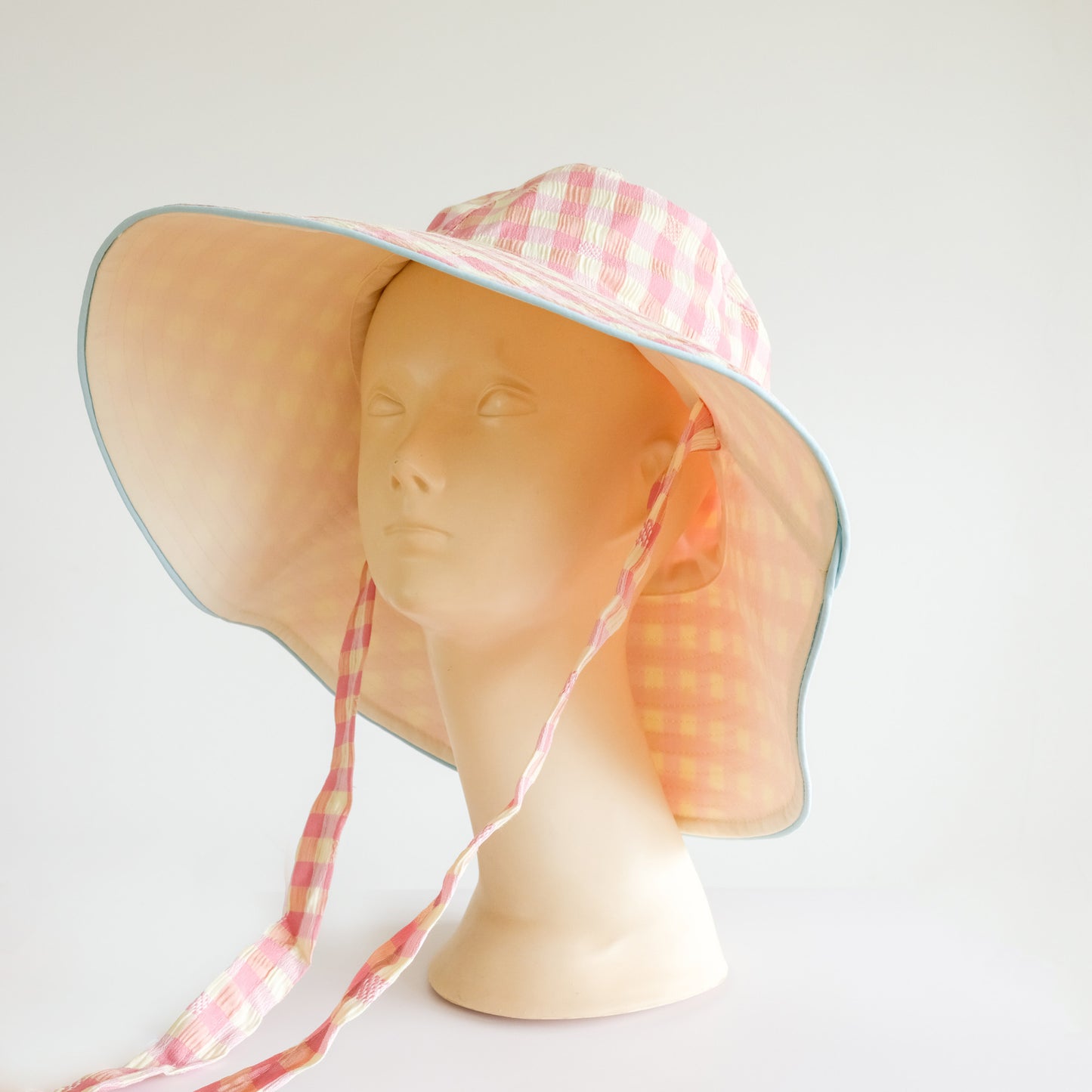 Reversible Checked Sun Hat Pink