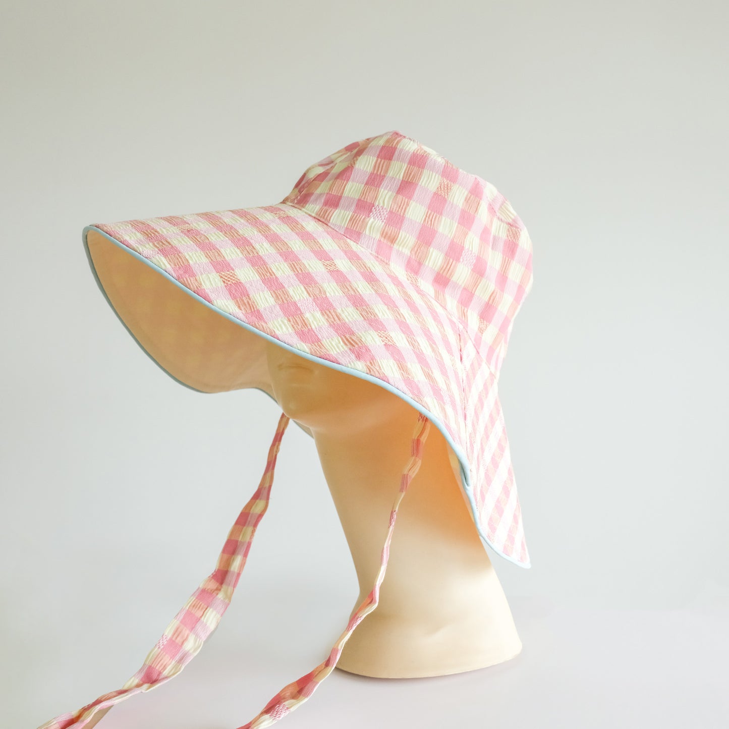 Reversible Checked Sun Hat Pink