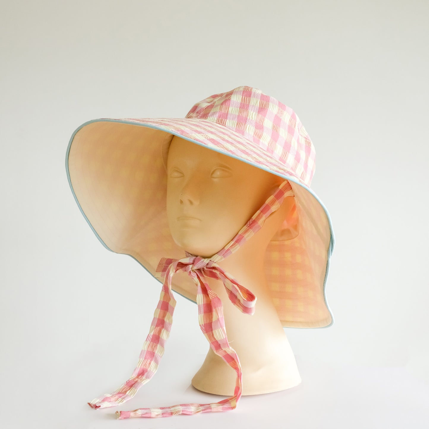 Reversible Checked Sun Hat Pink
