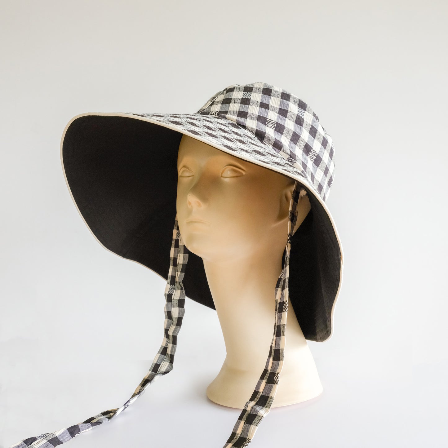 Reversible Checked Sun Hat Midnight