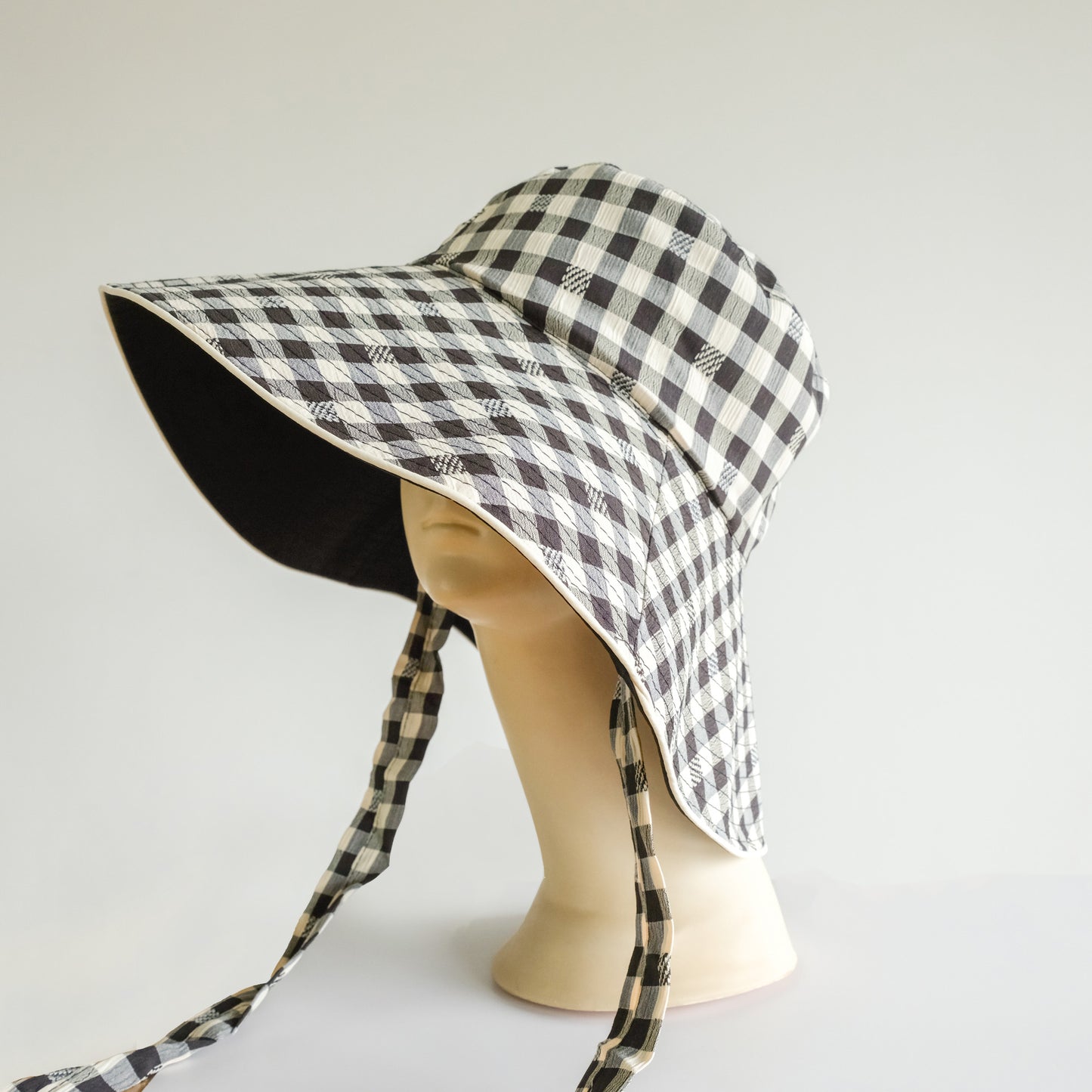 Reversible Checked Sun Hat Midnight