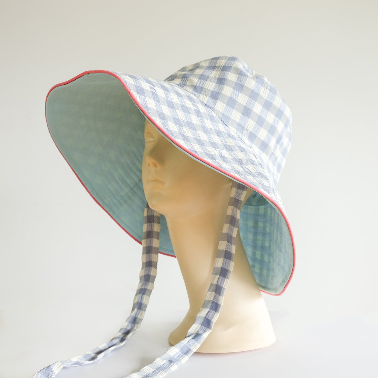 Reversible Checked Sun Hat Blueberry