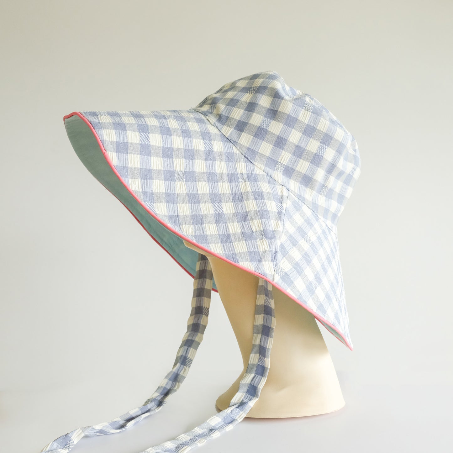 Reversible Checked Sun Hat Blueberry