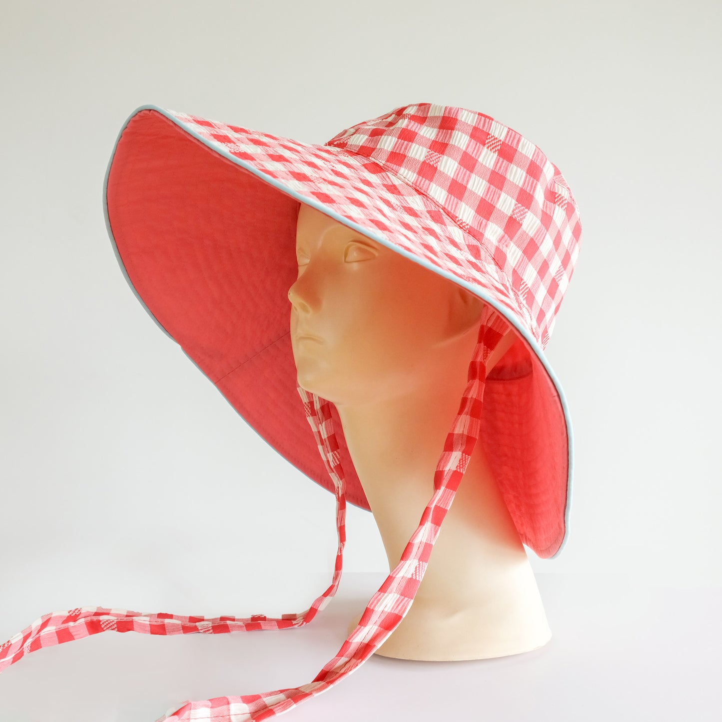 Reversible Checked Sun Hat Peach