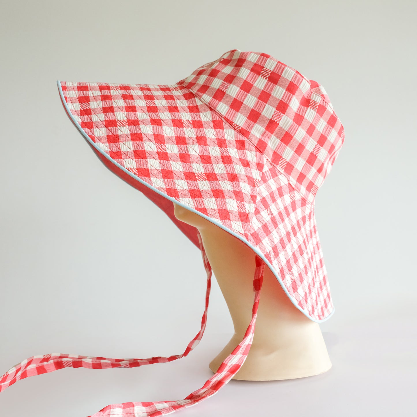 Reversible Checked Sun Hat Peach
