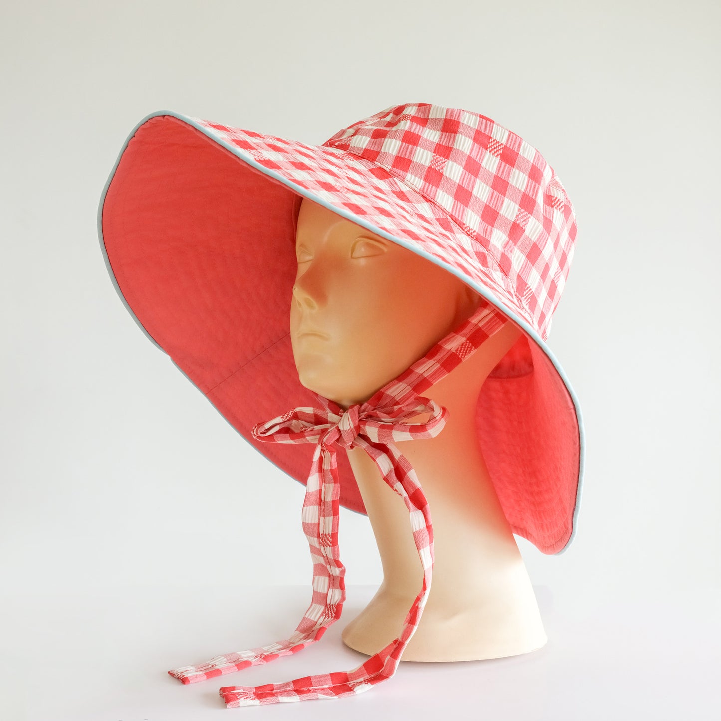 Reversible Checked Sun Hat Peach