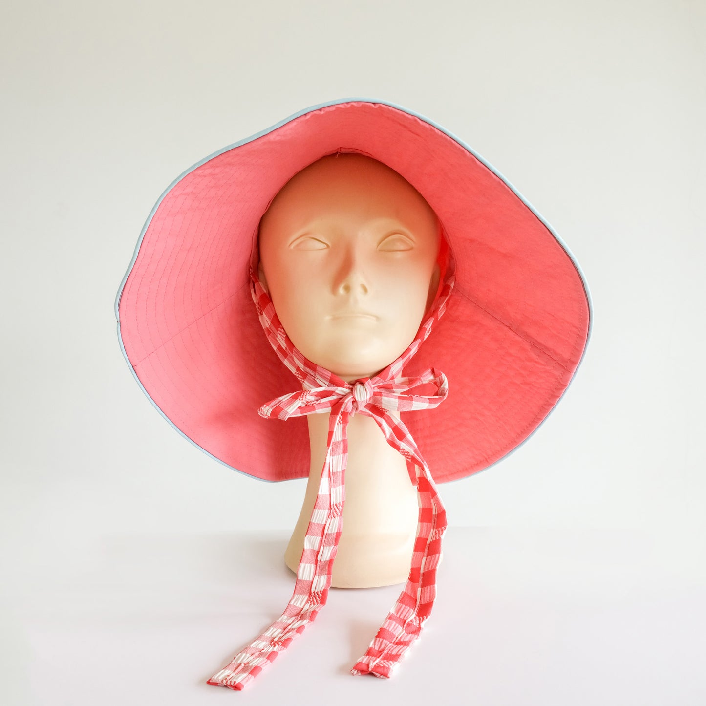 Reversible Checked Sun Hat Peach