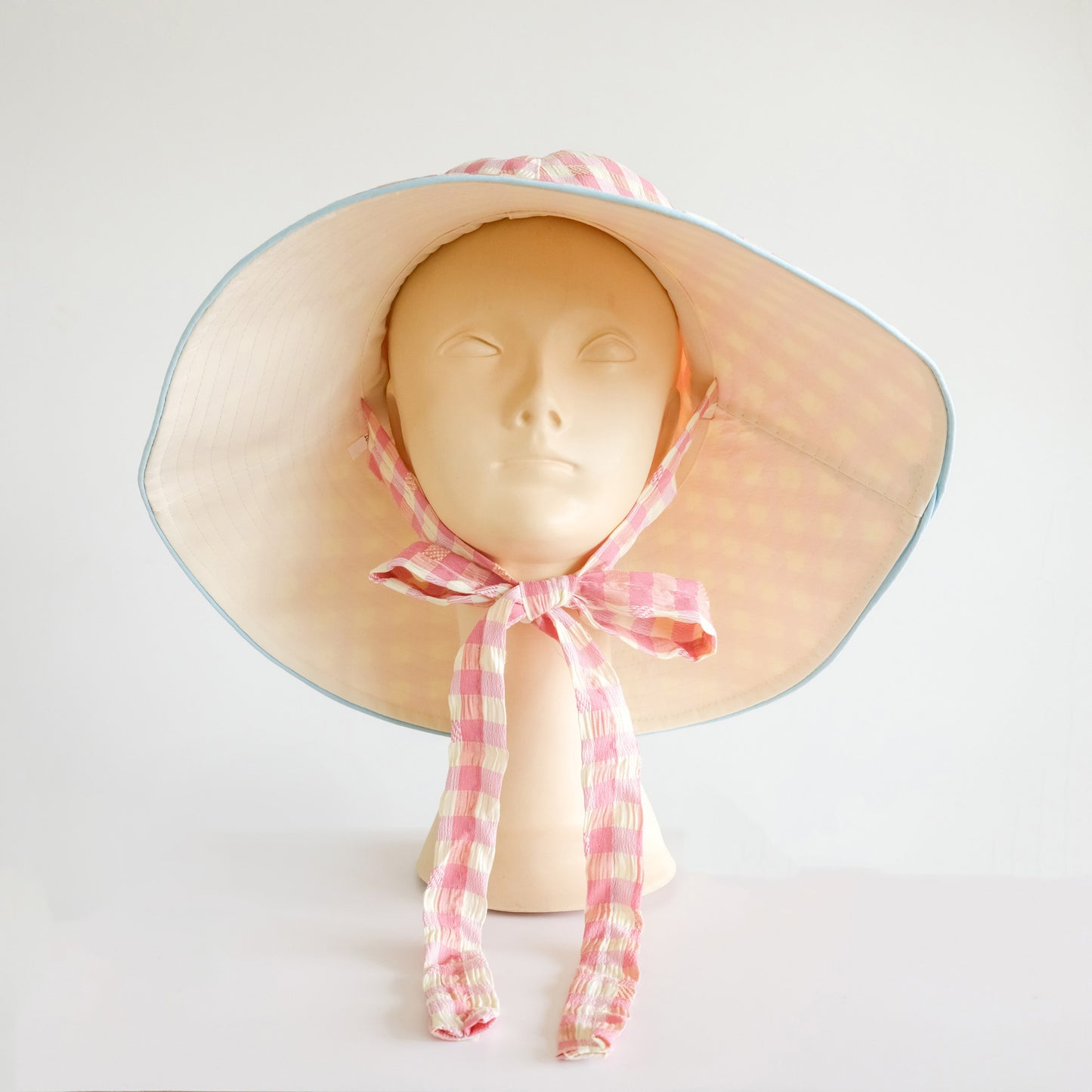 Reversible Checked Sun Hat Pink