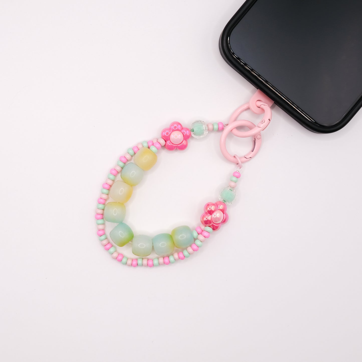 Green & Pink Blossom Duo Beaded Chain