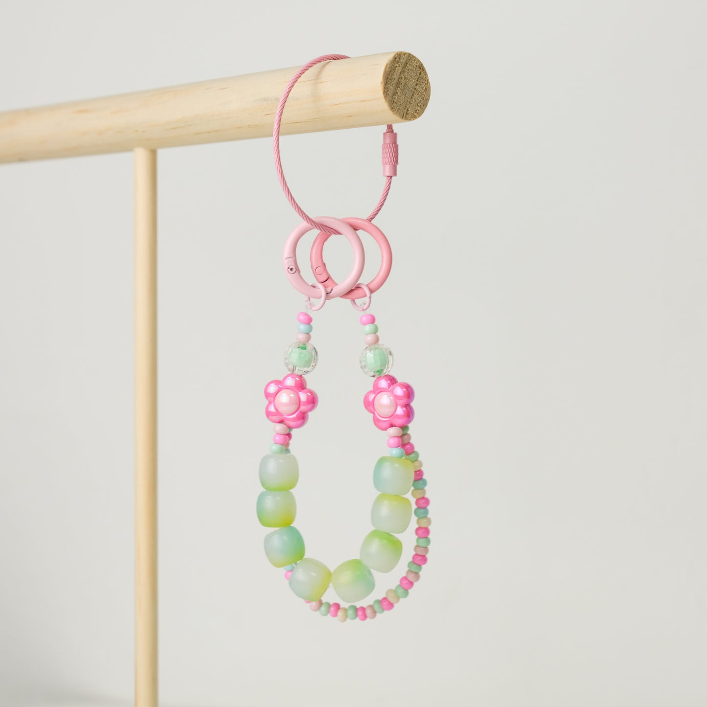 Green & Pink Blossom Duo Beaded Chain