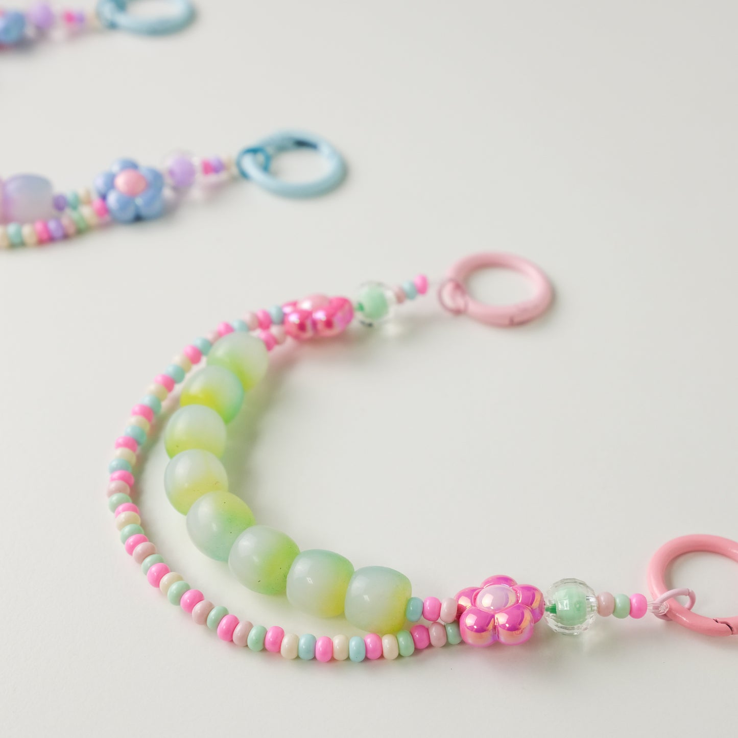 Green & Pink Blossom Duo Beaded Chain