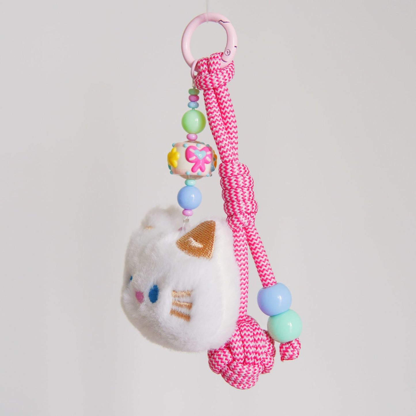 White Kitty Pink Squeaky Charm