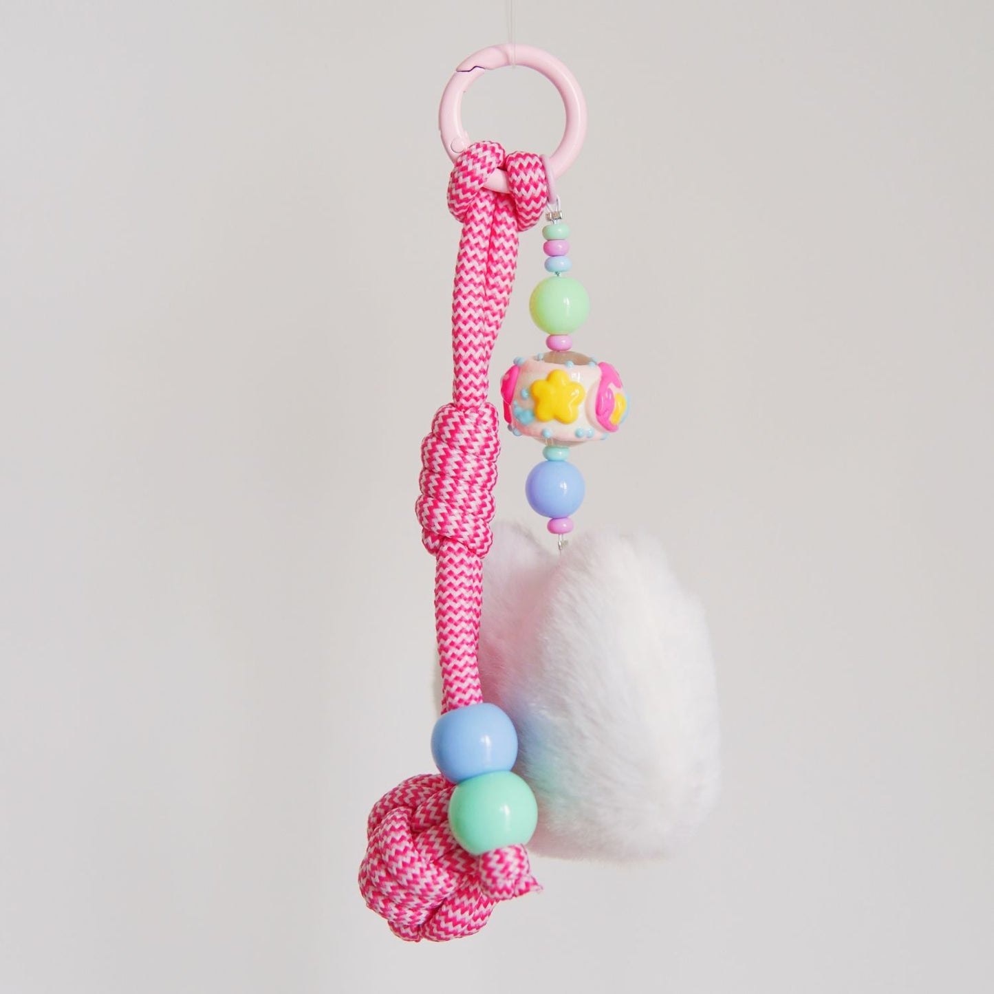 White Kitty Pink Squeaky Charm