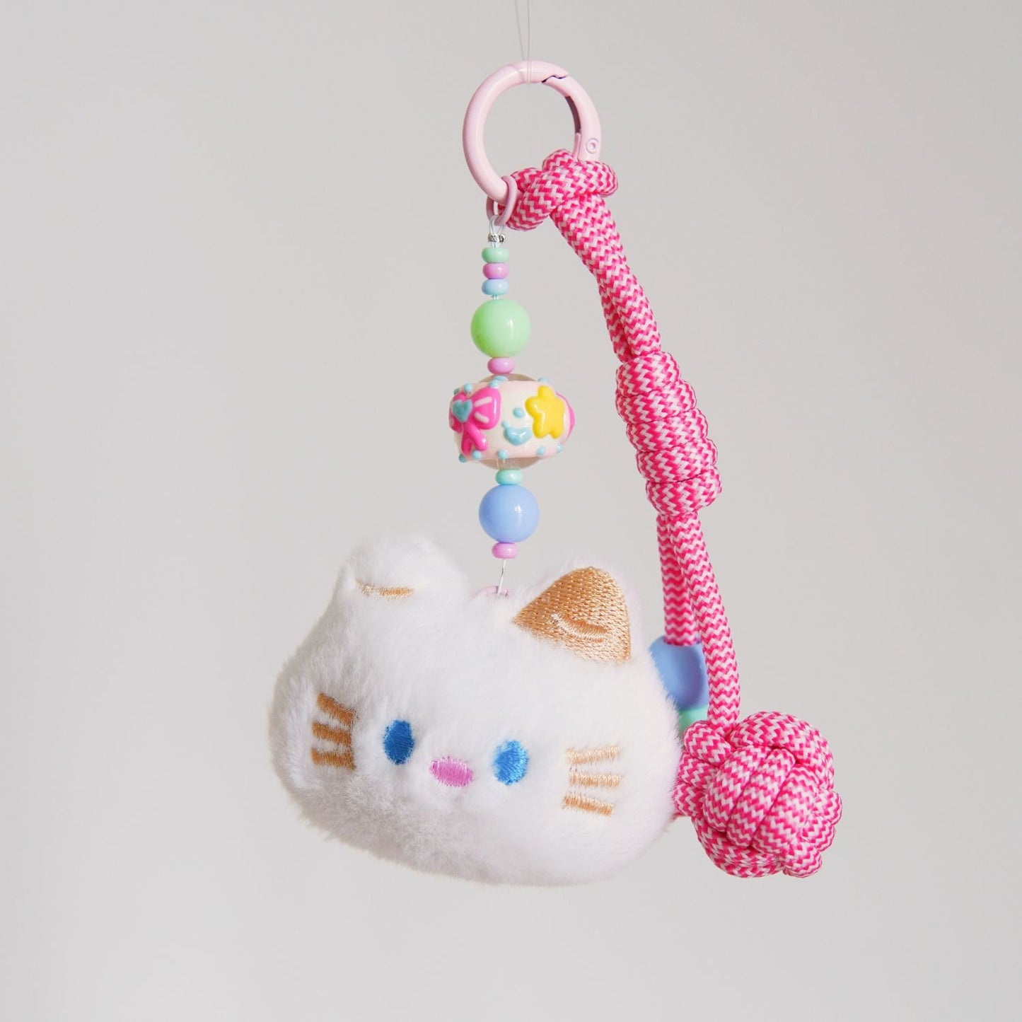 White Kitty Pink Squeaky Charm