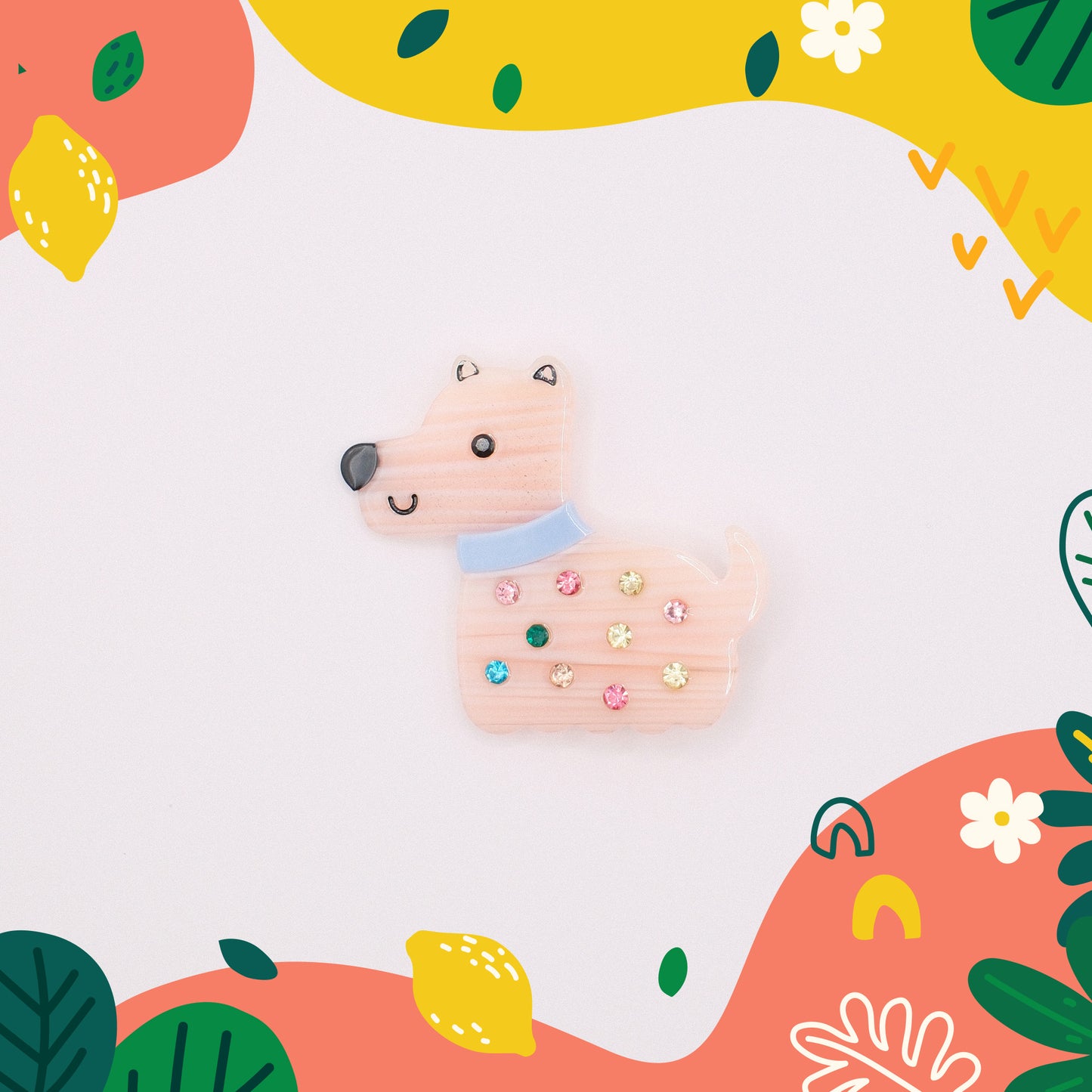 Pink Pup Jewel Hair Clip