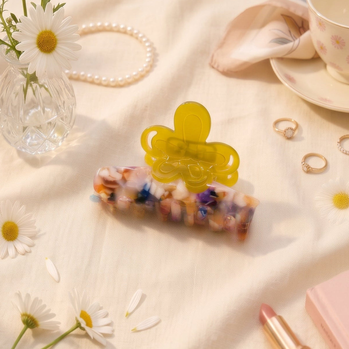Rainbow Daisy Hair Claw