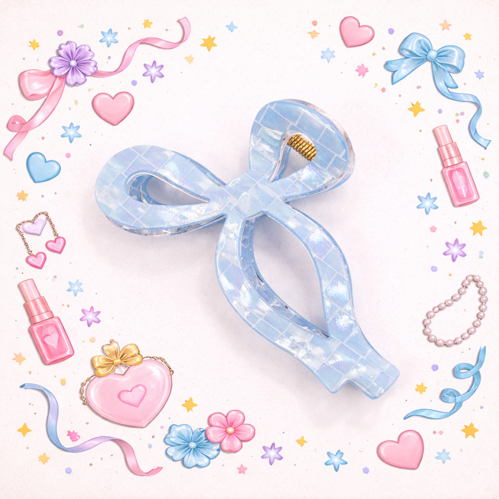 Checked Ribbon Hair Claw