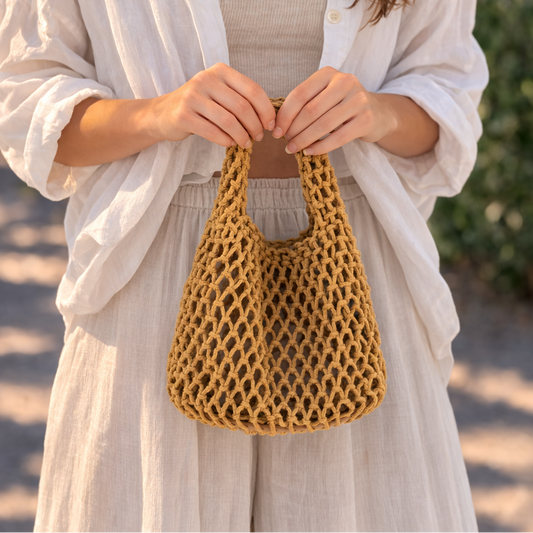 Khaki Braided Rope Handbag
