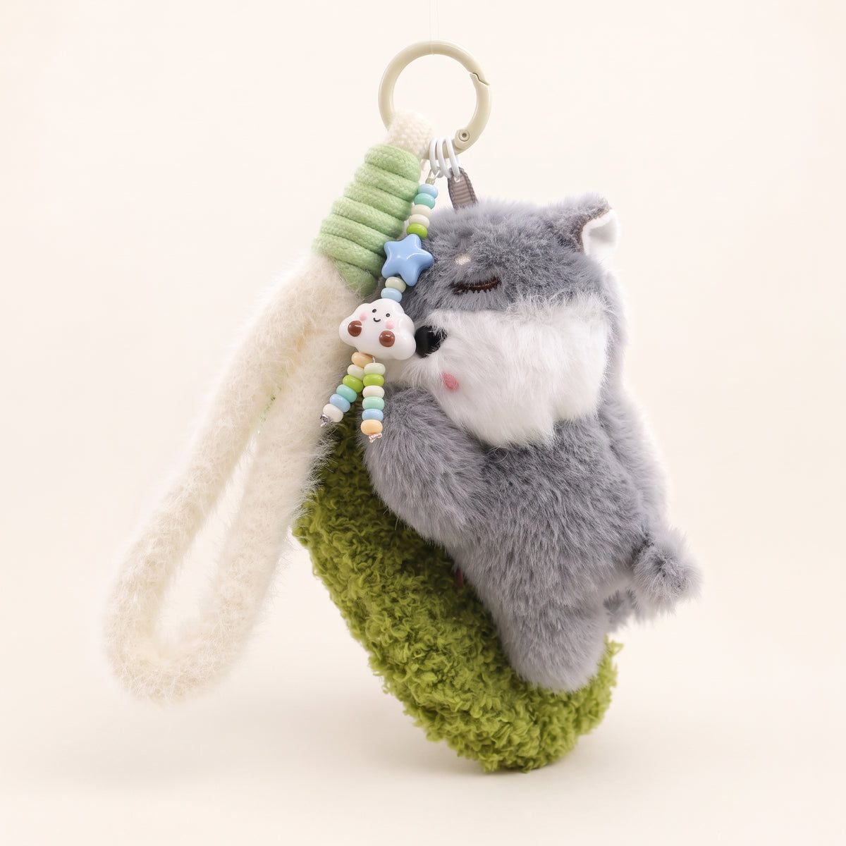 Grey Snoozing Dog Bag Charm