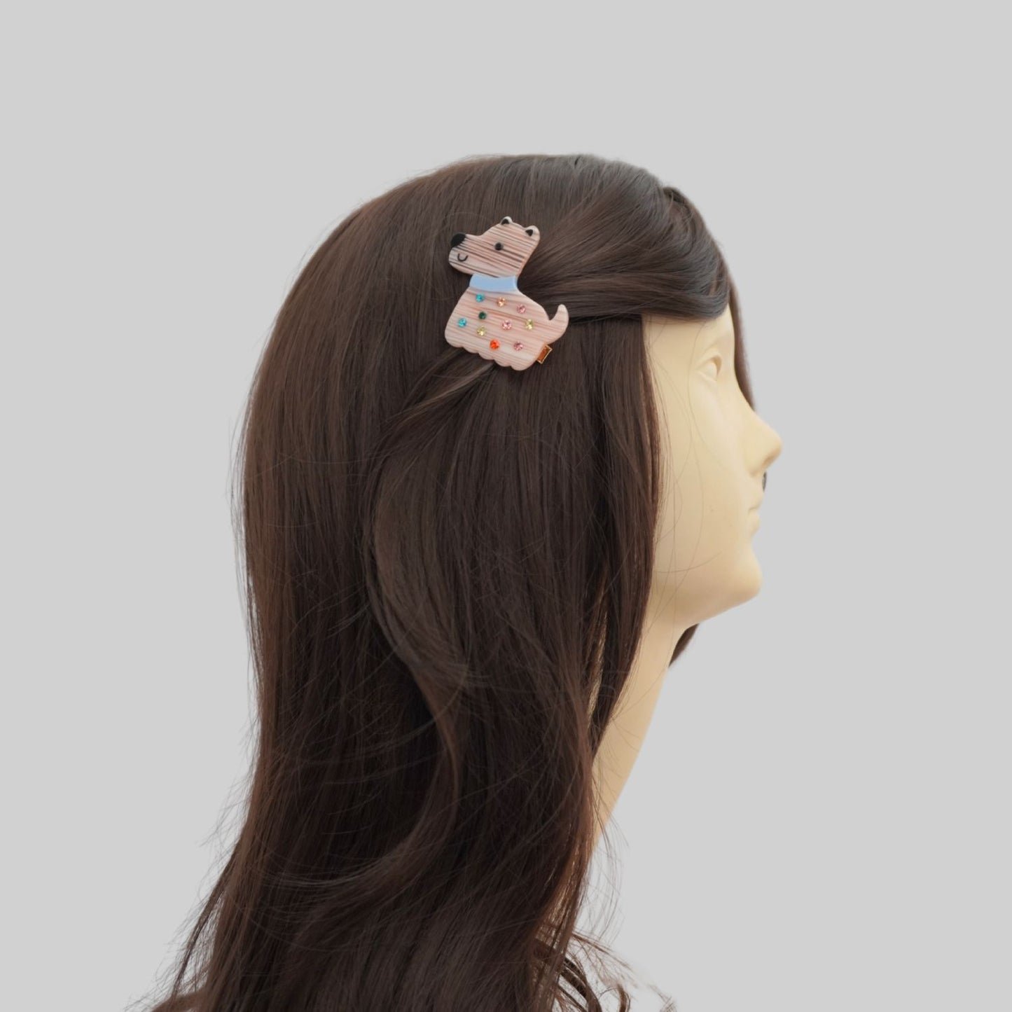 Pink Pup Jewel Hair Clip