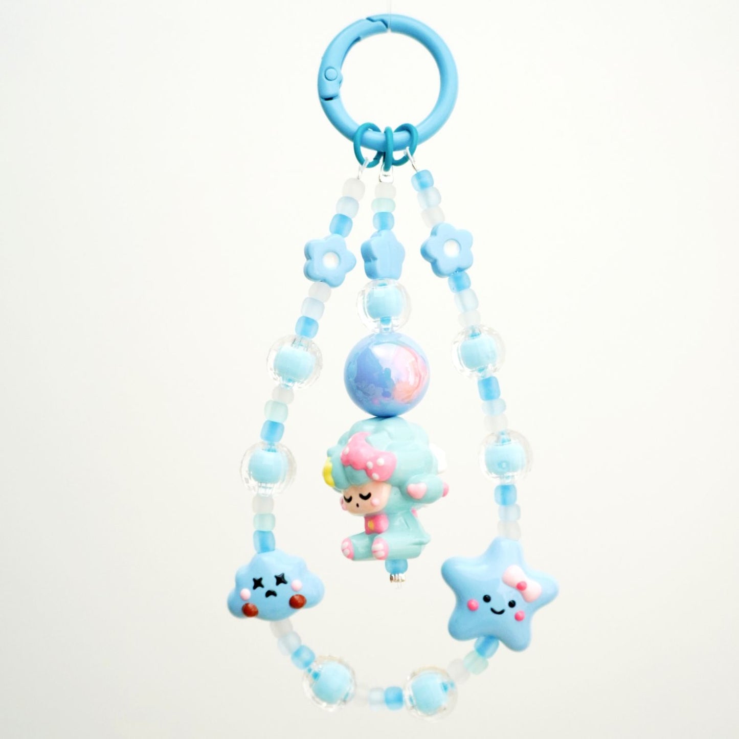 Sleeping Sheep Blue Beaded Charm