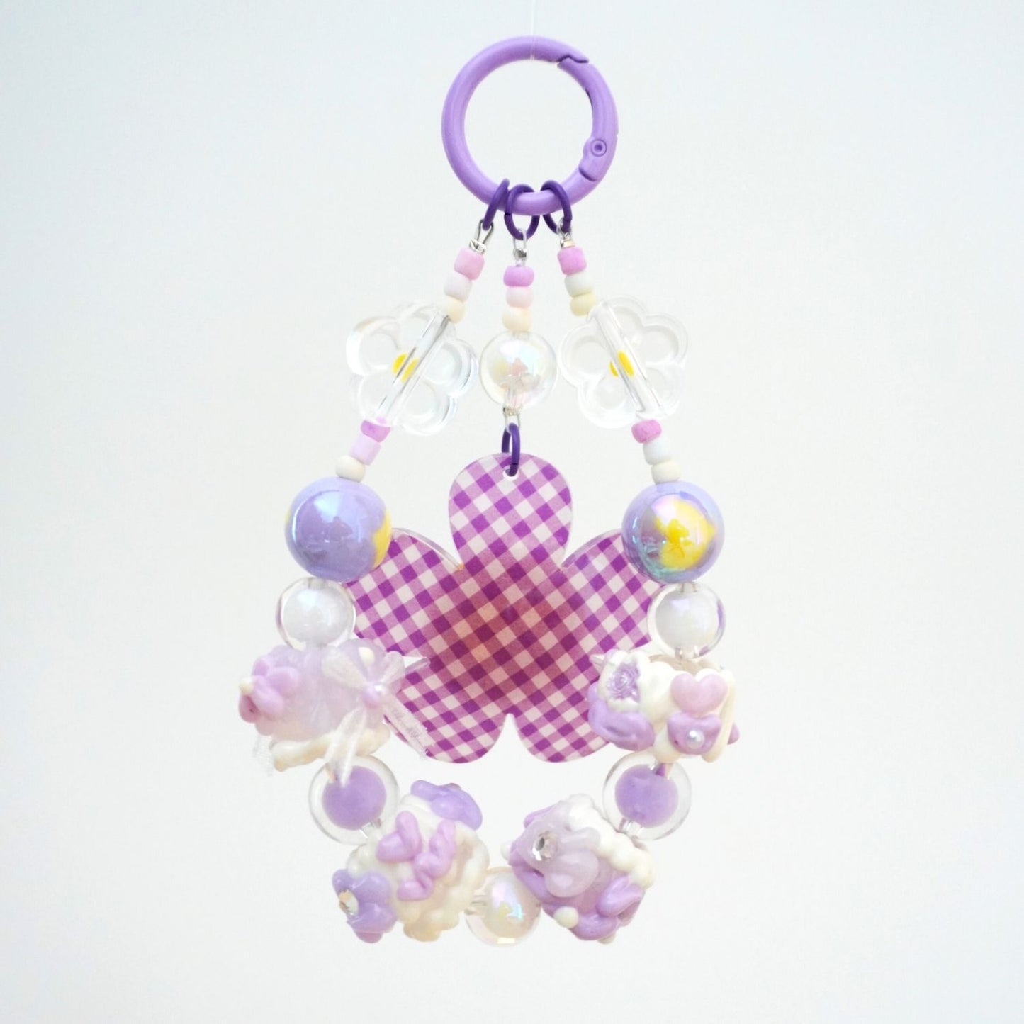 Lilac Romantic Checkerbloom Beaded Charm