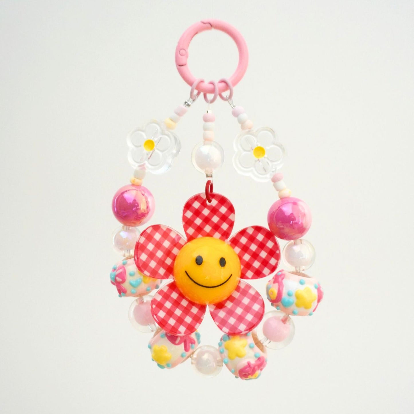 Hello Red Checkerbloom Beaded Charm