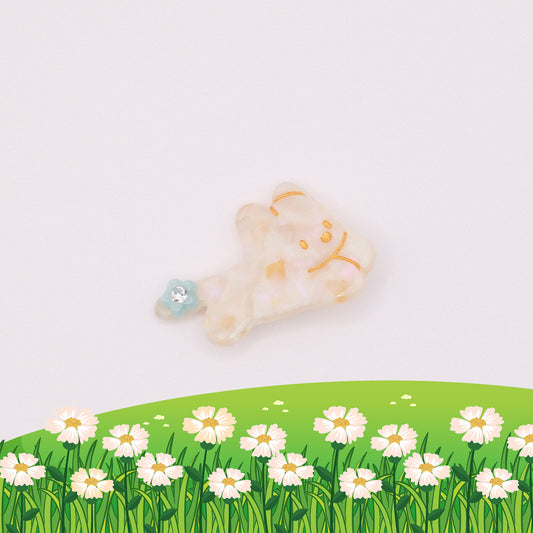 Cream Rabbit Hair Clip